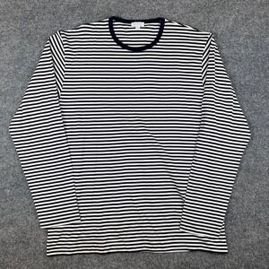 Sunspel T Shirt Mens 2XL White Blue Stripe Breton Long Sleeve Cotton